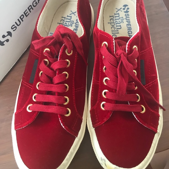 superga red velvet sneakers